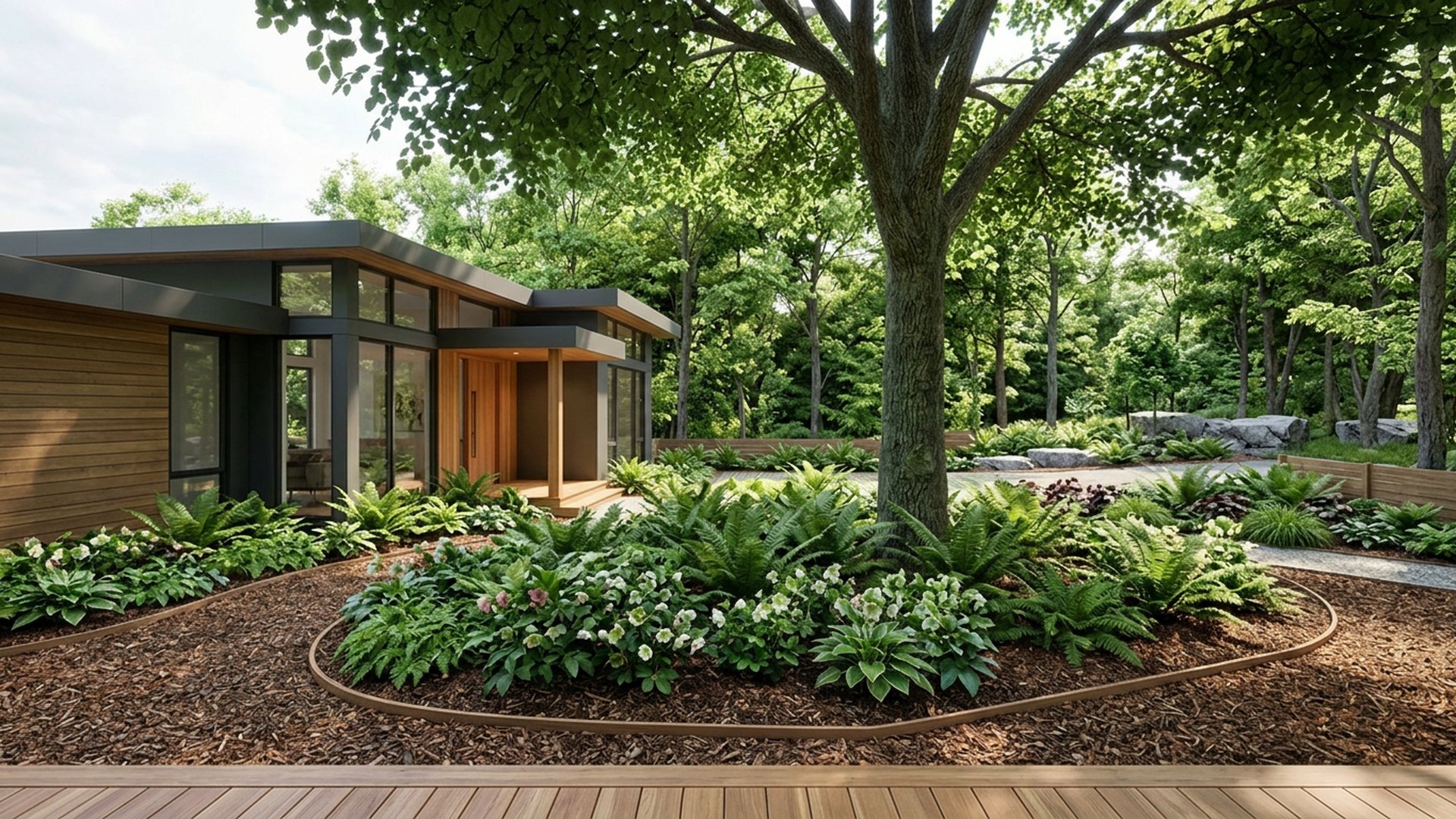 Woodland Pergola Designs design concept visualisation photo modern home and garden landscaping. Images and Photos created by www.house-and-garden-designs.com