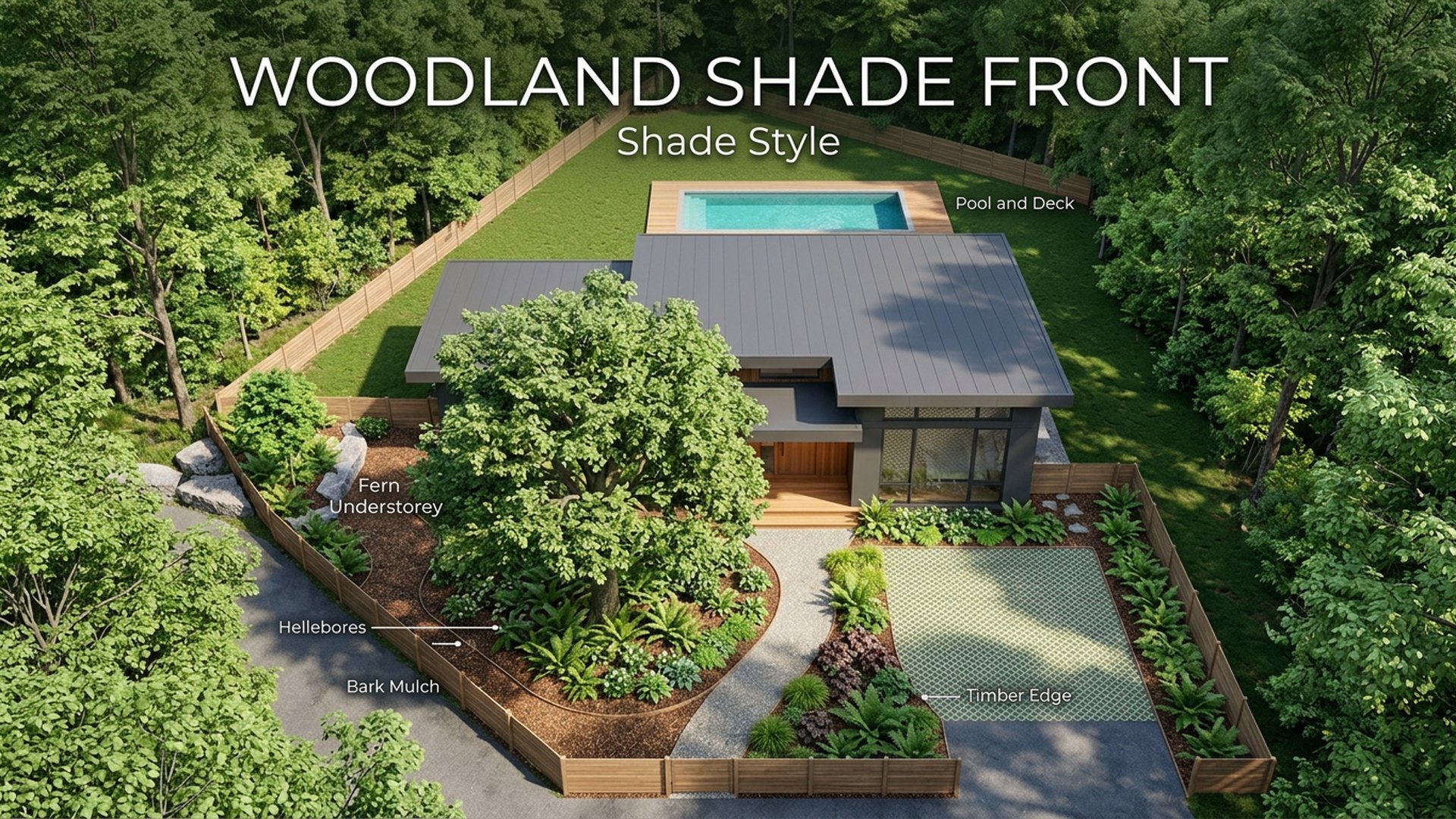 Woodland Pergola Designs design concept visualisation photo modern home and garden landscaping. Images and Photos created by www.house-and-garden-designs.com
